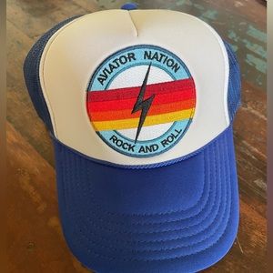 Aviator Nation Royal Blue Rock N Roll Trucker Hat Snapback Like New